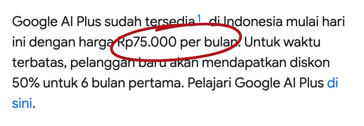 Blog Google Indonesia: harga Google AI Plus Rp75.000 per bulan