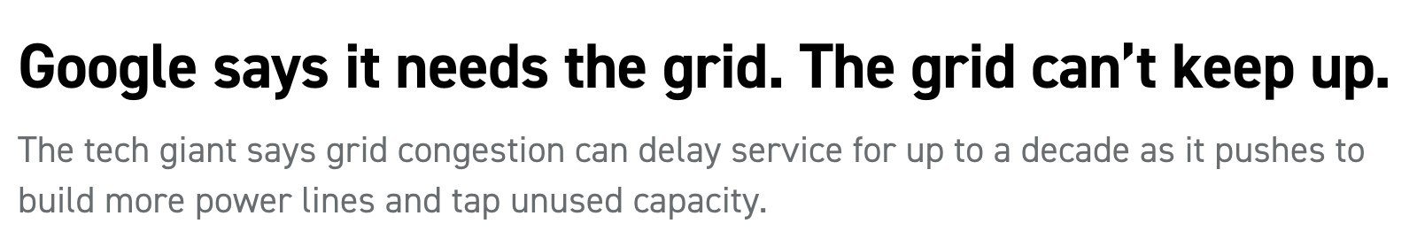 Judul POLITICO: Google says it needs the grid. The grid can't keep up.